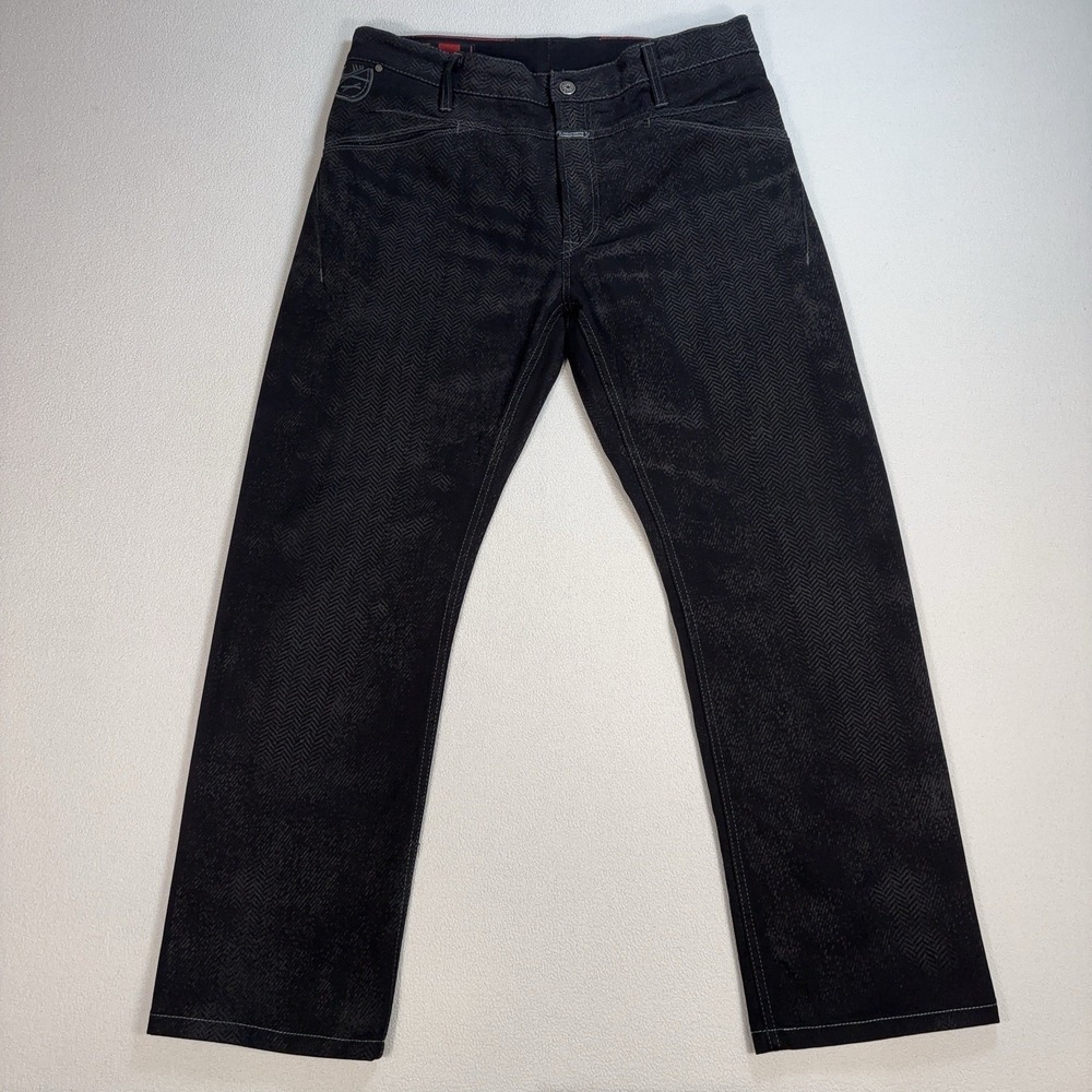 Marithe Francois Girbaud Pants Men 35x29 Black Herringbone Stretch Made in Italy